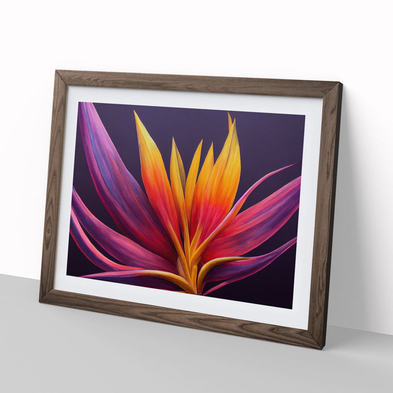 XH1022-7113X Precious Bird Of Paradise Flower - Single Picture Frame Print, 34cm H x 46cm W, Walnut