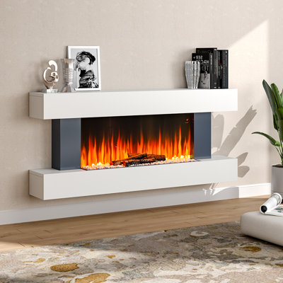 Adur Wade Logan 132 cm W White Black Electric Fireplace with 5120 BTU