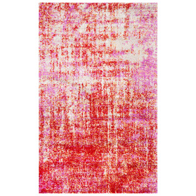 Tapis rouge à motif abstrait Riebe