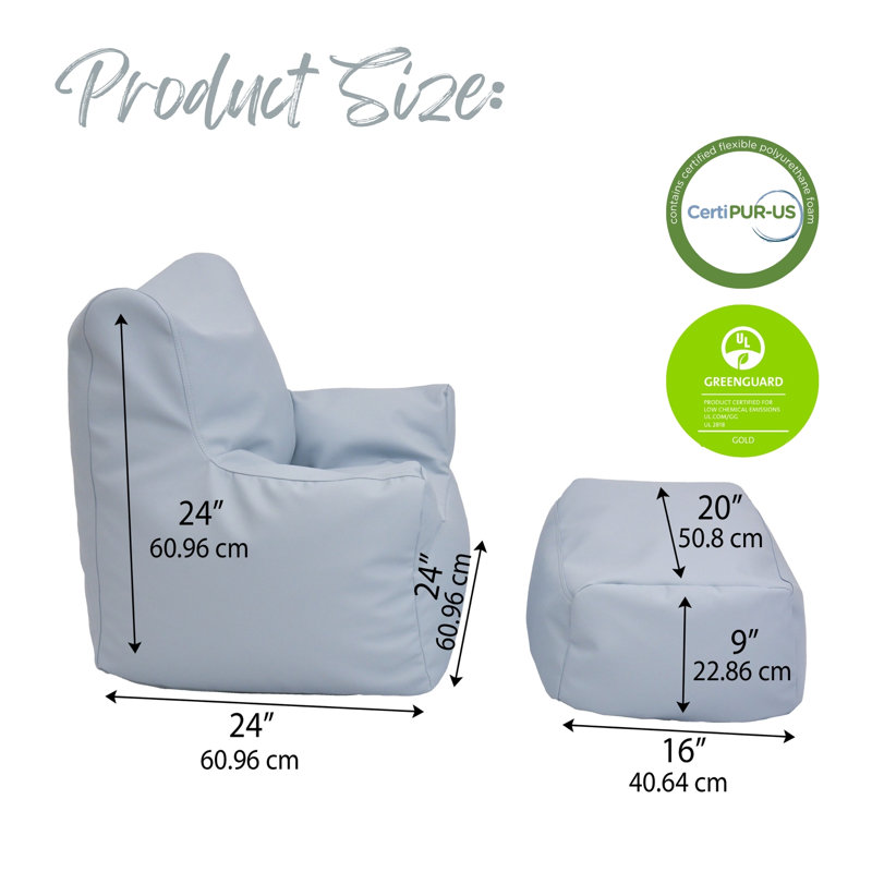 Fauteuil confortable et repose-pieds, Polyuréthane bleu brouillard