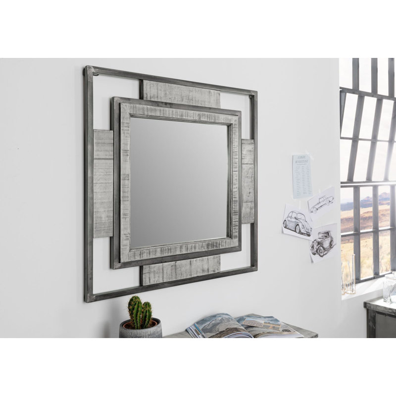 Heavy Industry Wood Wall Mirror, Grey