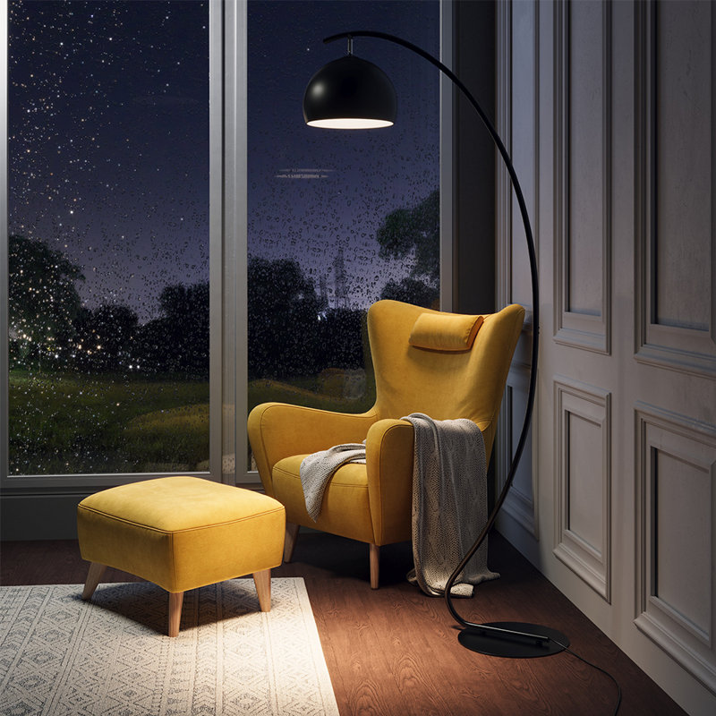 180cm Polished Torchiere Floor Lamp with USB and Outlet