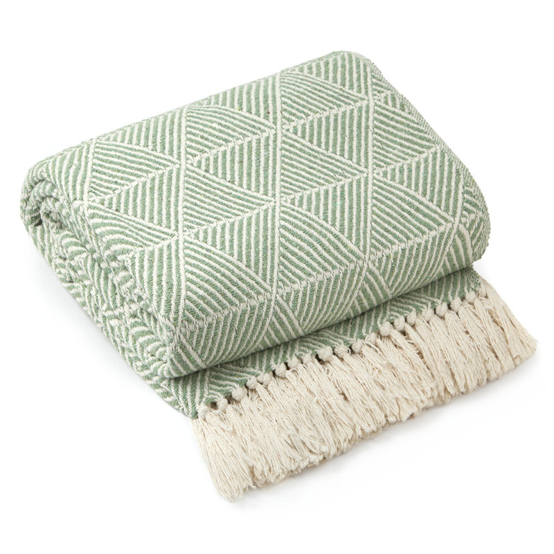  Zahra Blanket/Throw For Sofa Chair Bed Ochre, 150cm x 130cm, Green