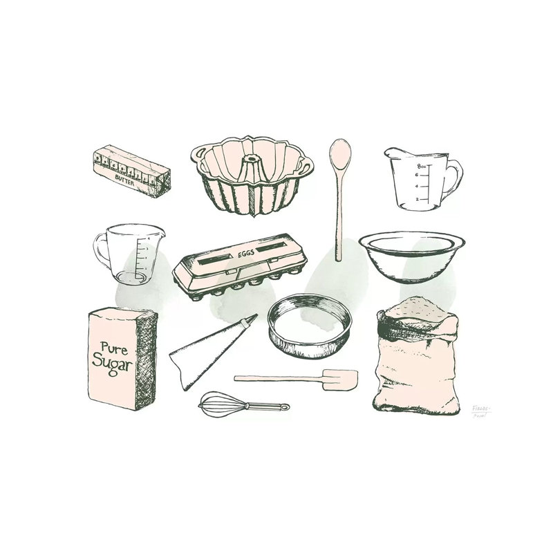 Baking Ingredients - Print on Canvas, Wrapped Canvas, 66.04cm H x 101.6cm W x 3.81cm D