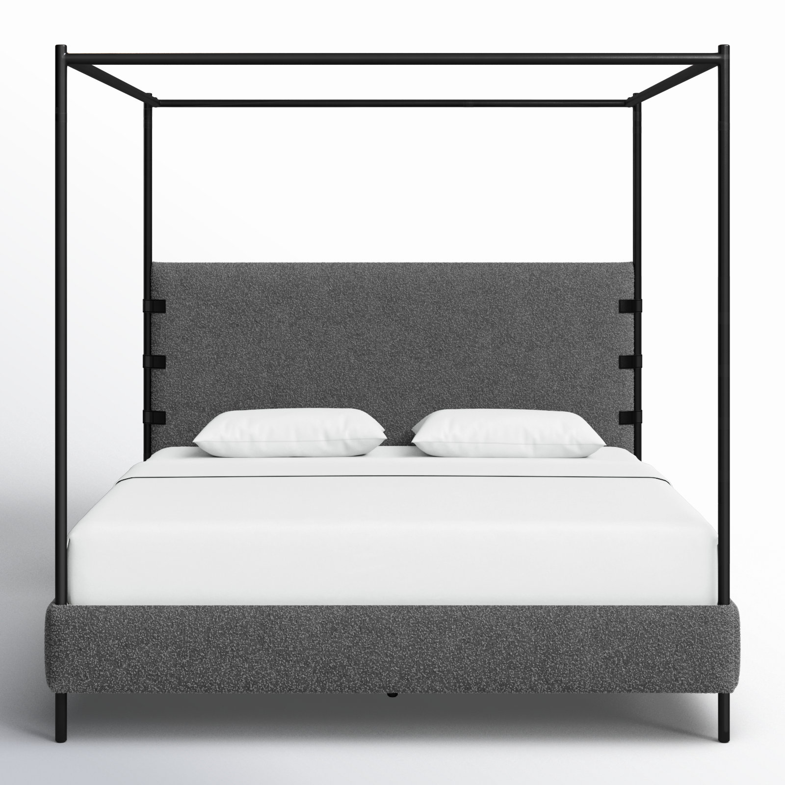 Malo Upholstered Metal Canopy Bed, King, Knoll Charcoal