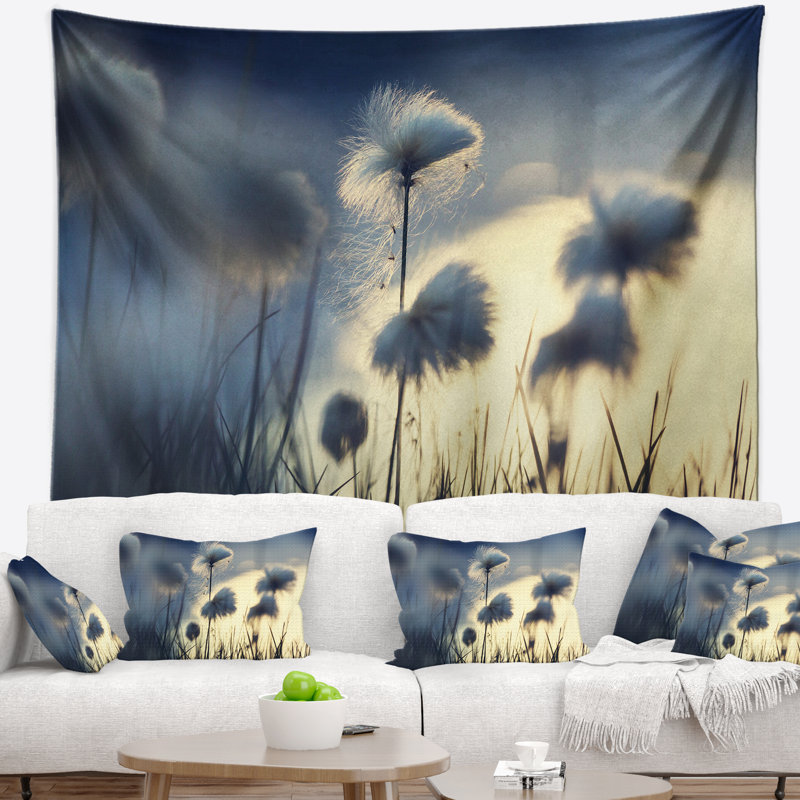 Tapisserie fleurs de coton arctiques, H 50 po x l 60 po