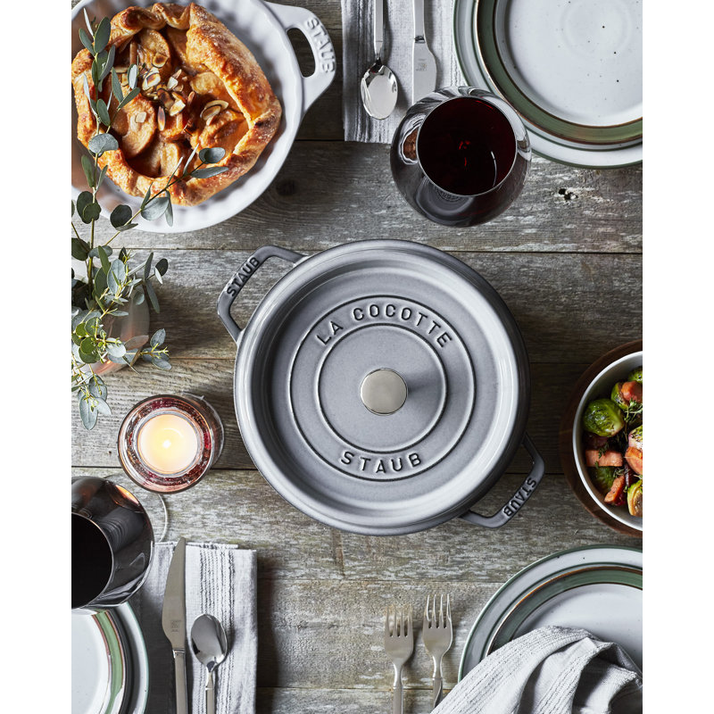 La Cocotte Cast Iron Round Cocotte, 13.25 quarts, Graphite Gray
