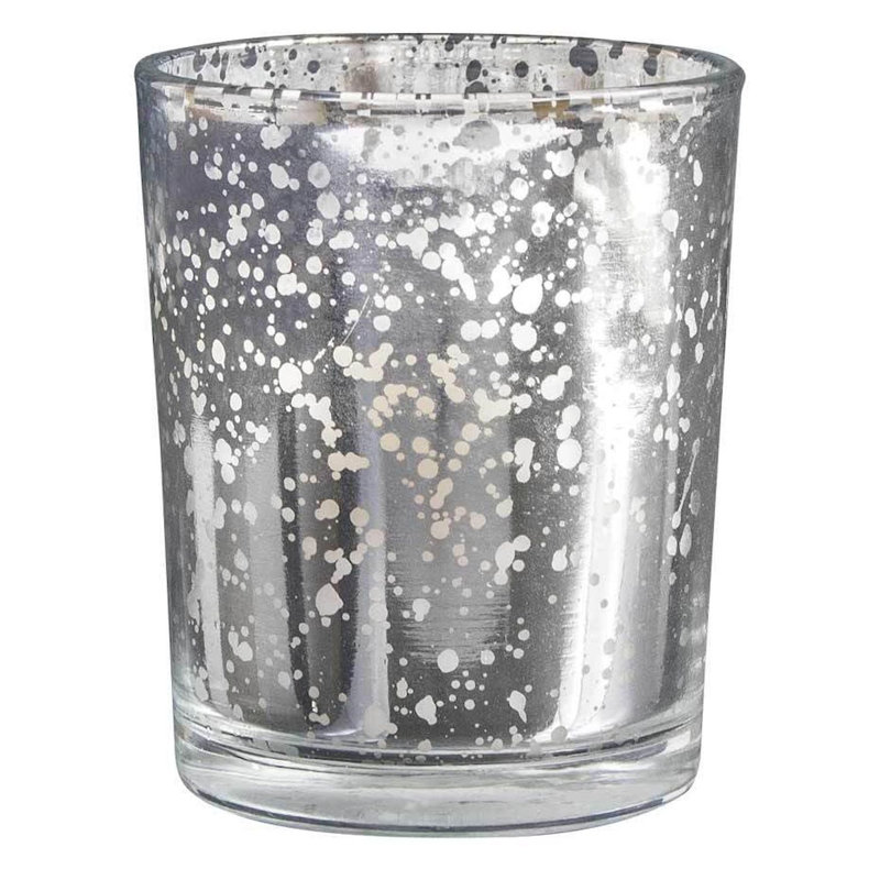 Ensemble de 6 bougies votives en verre rempli de mercure, Argent
