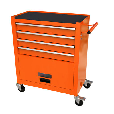 Chariot à outils à 4 tiroirs avec roulettes Orange