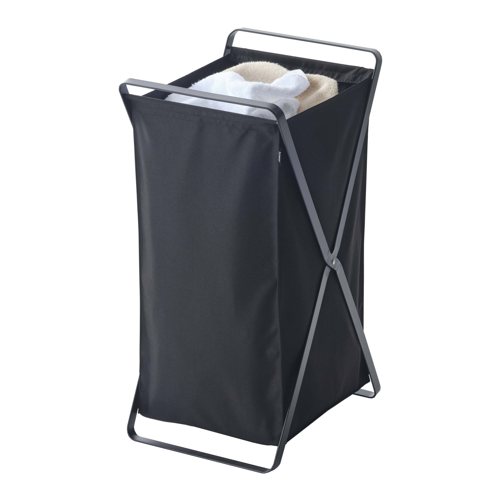 Yamazaki Home Steel Laundry Basket, Black, Tall (25.2" H x 11.81" W x 14.17" D)