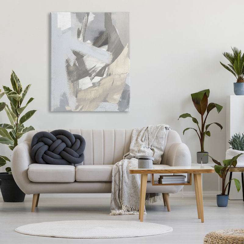 Ay-936-Canvas Chaotic Grey Abstraction sur impression sur toile, H 48 po x l 36 po x P 1,5 po