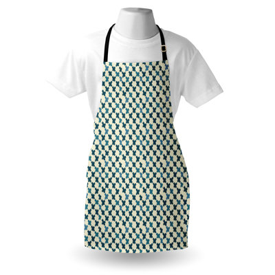Dakota Fields Geometric Apron Unisex Grunge Brushed X Shapes Adult Size Cream and Dark Teal