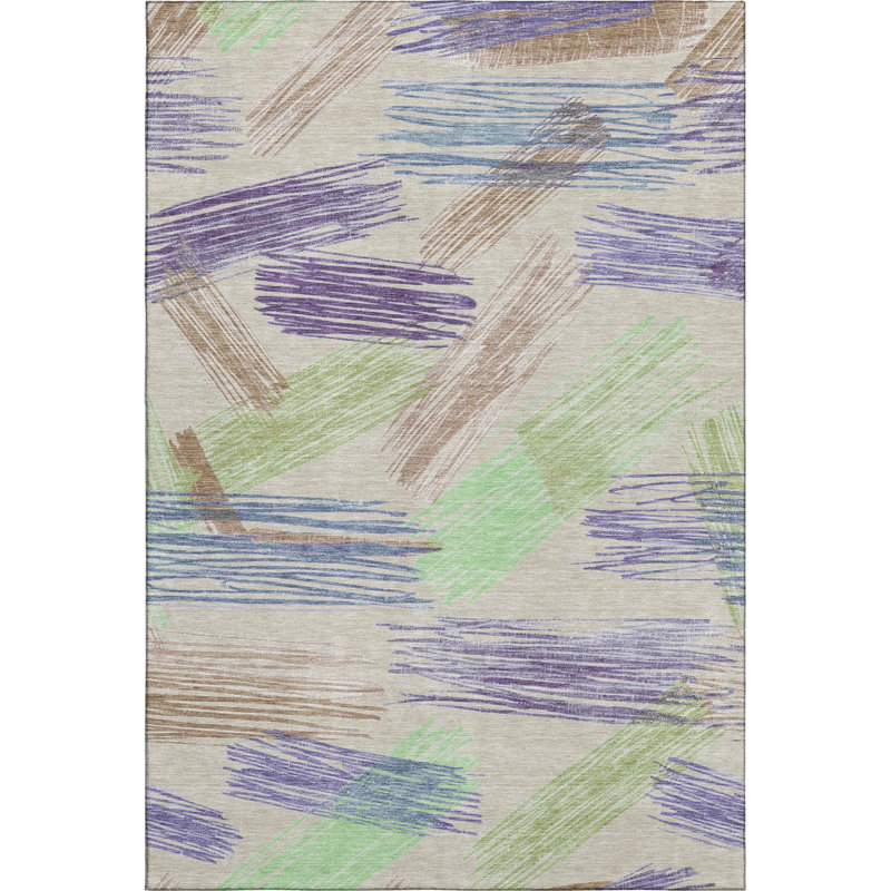 Premium Machine Washable Mehara AMF1696 Stripes Rug, Rectangle 8' x 10'