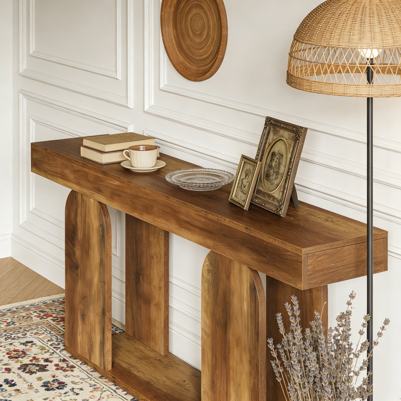 Rustic Console Table Sofa Table Hallway Table, Dark Brown
