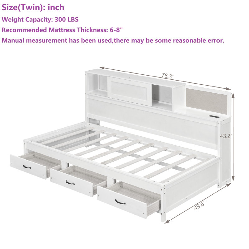 Twin Size Daybed With Multi Storage Space, White