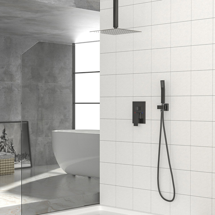 Ceiling Mounted Complete Shower System with Rough-in Valve with 12 Inches Rain Shower Head
