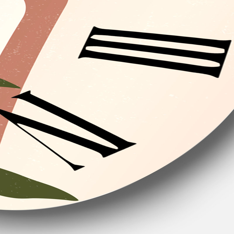 Lune géométrique abstraite avec feuille III - horloge murale moderne, Surdimensionné