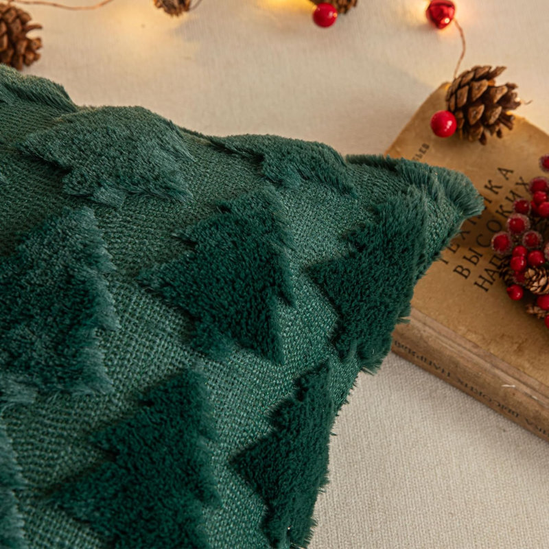 Housse de coussin réversible en fausse fourrure , Vert