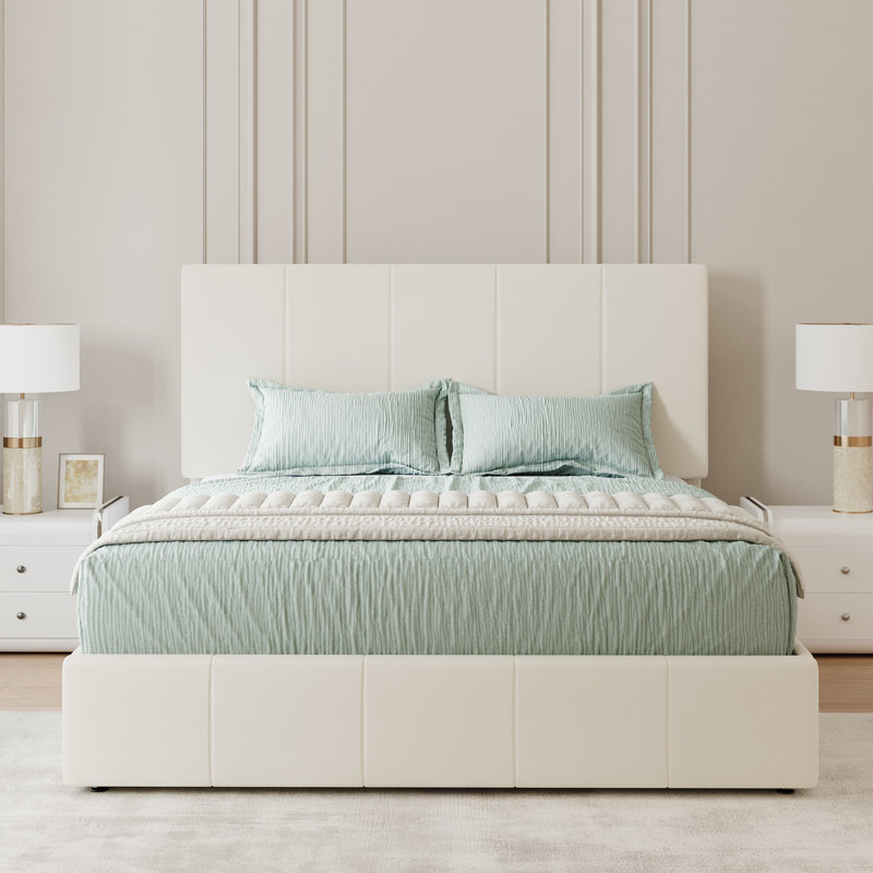 Lit plateforme entièrement rembourré, lit en velours moderne avec tête de lit capitonnée, conception sans poussière, Double