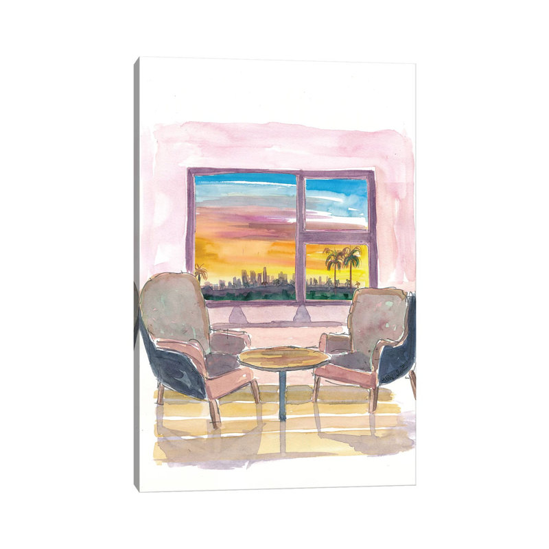 Cozy Panorama Window To Los Angeles California by Markus & Martina Bleichner - Wrapped Canvas Gallery-Wrapped Canvas Giclée