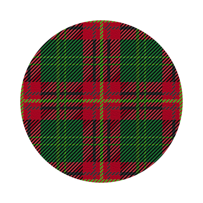 Tartan Blue Vegan Leather Round Coasters, Green