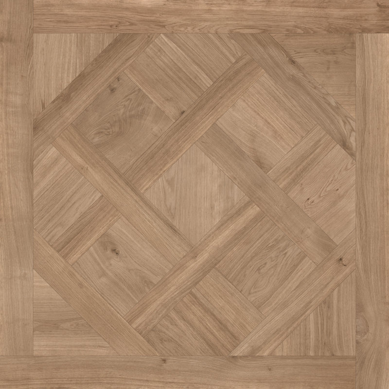 Boiserie 36" x 36" Large Format Wood Parquet Look Porcelain Floor Tile, Brown