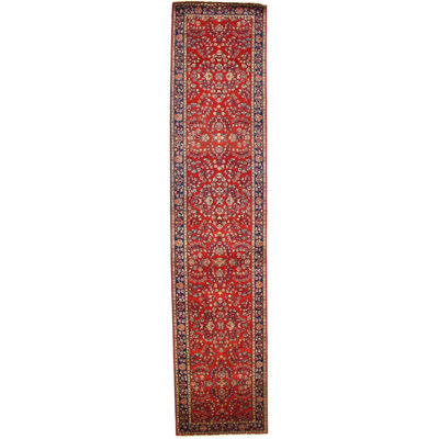 Tapis rouge en laine / coton oriental fait à la main 2 pi 7 po x 11 pi 11 po