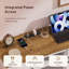 Meuble télé Farmhouse pour téléviseur de 85 po ou moins avec armoires de rangement, tablettes réglables et prises de courant intégrées, centre de divertissement pour le salon-2009605832