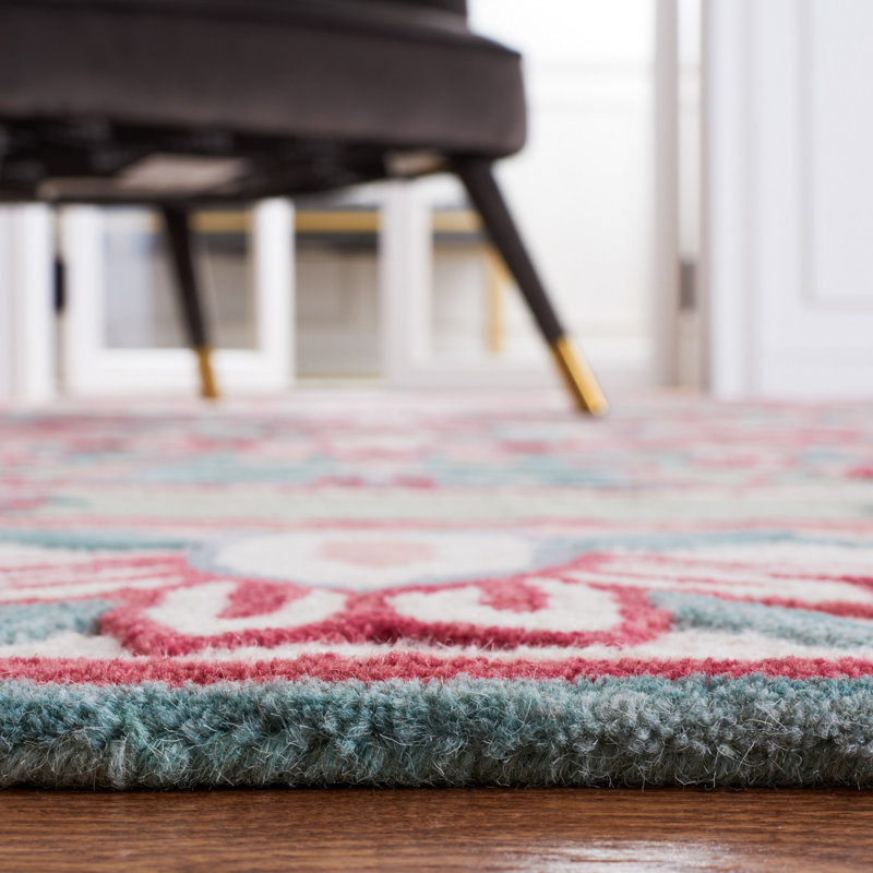 Sage and Ivory Floral Hand-Tufted Wool Area Rug