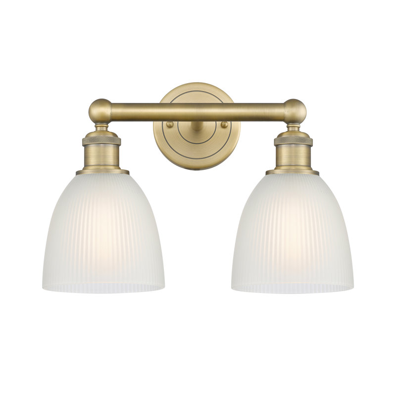 Éclairage pour meuble-lavabo à 2 lumières 15 pouces Philomene, Blanc, Laiton brossé
