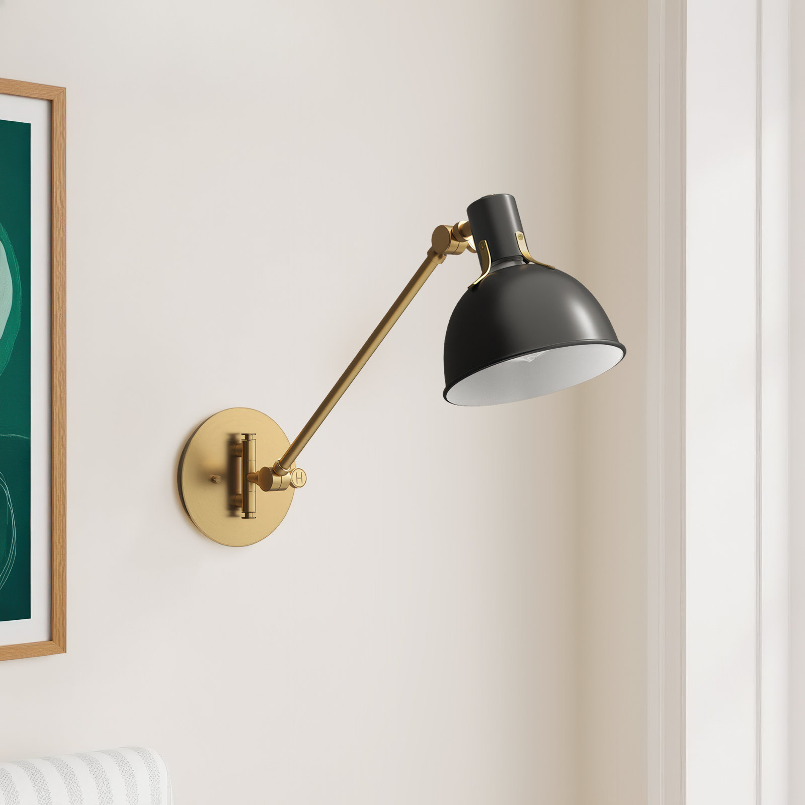Mildura Single Light Dimmable Swing Arm Sconce, Satin Black