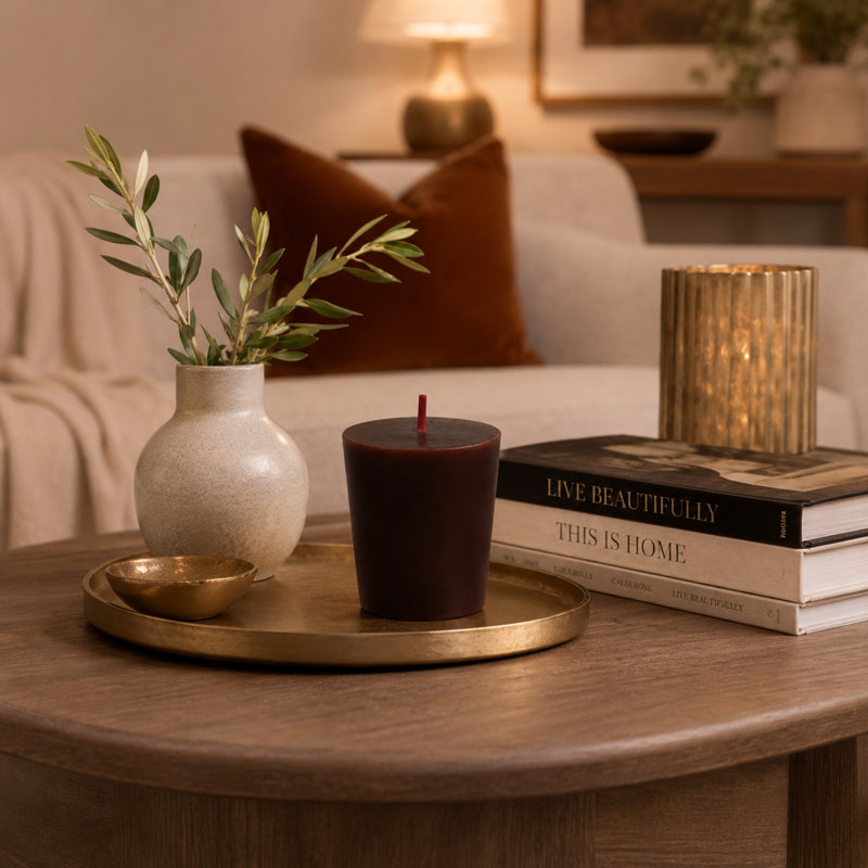 Bougie votive sans parfum Votive, Brun, Ensemble de 12