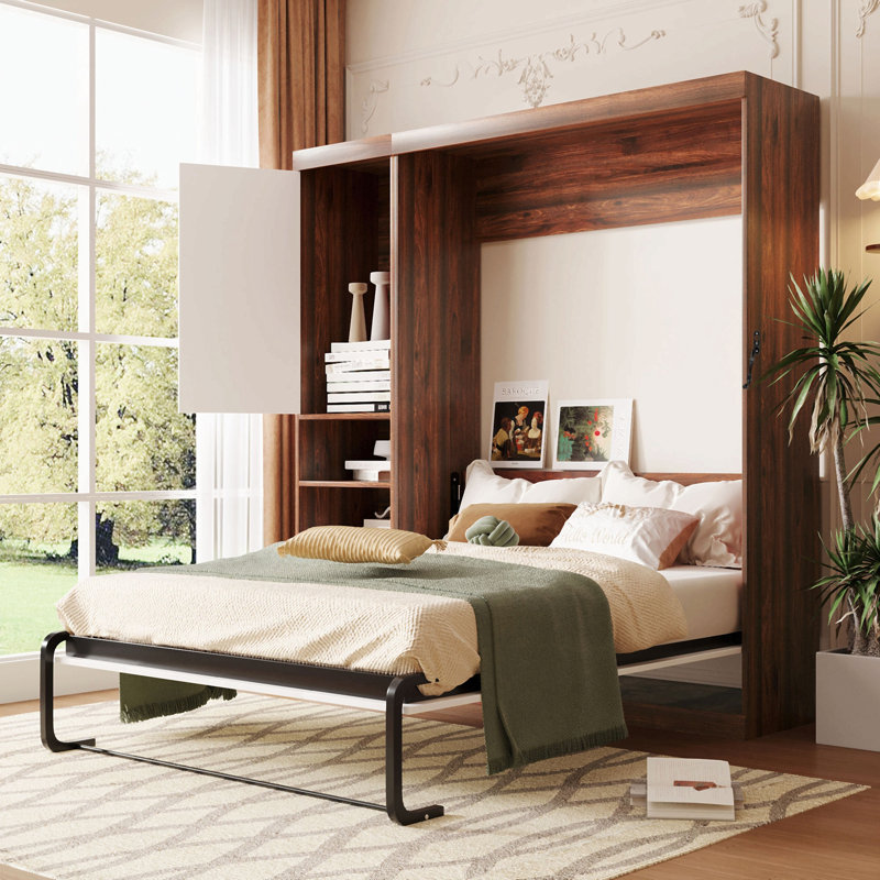 Lit escamotable double pleine grandeur avec armoire