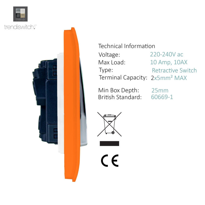 Trendi Switch 2 Gang Retractive Home Automation Switch, Copper