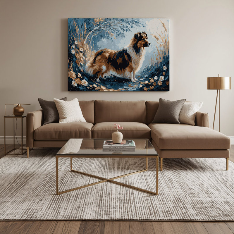 «Dogs Shetland Sheepdog», art mural sur toile grise, H 11 po x l 14 po