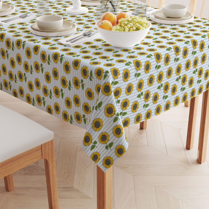 Rectangular Floral Cotton Twill Tablecloth