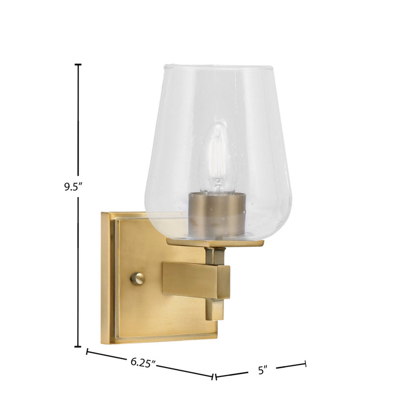 Headland Wall Sconce Shown With 5" Clear Bubble Glass, Brass