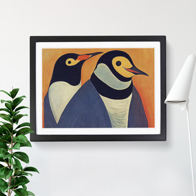 Vintage Penguin Art Abstract - Framed Print
