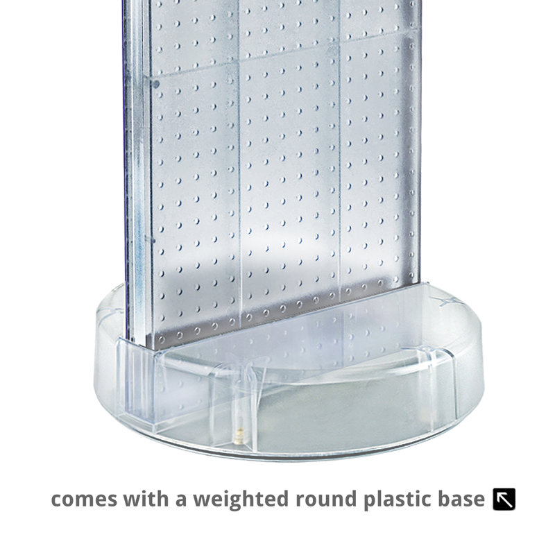 Two-Sided Pegboard Floor Display On a Revolving Round Studio Base: Spinner Rack Stand. Panel Size: 16"W x 60"H