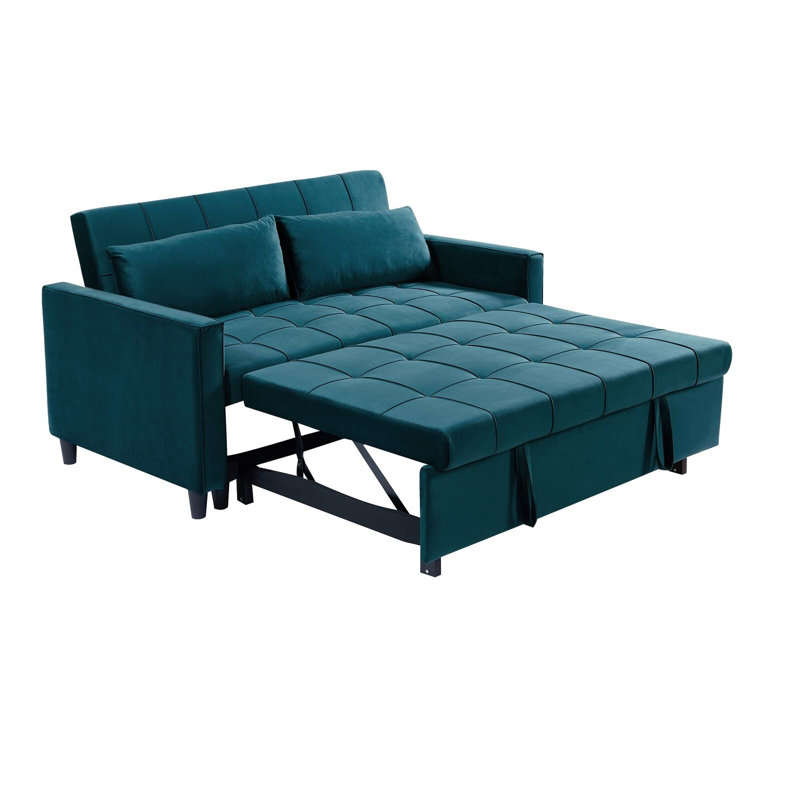 Buncombe 2 Seater Velvet Sofa Bed, Green
