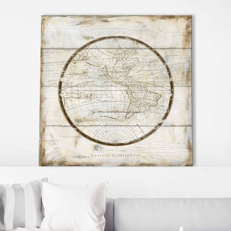 Western Hemisphere par Carol Robinson - Peinture, L 18 po x H 18 po, Toile tendue