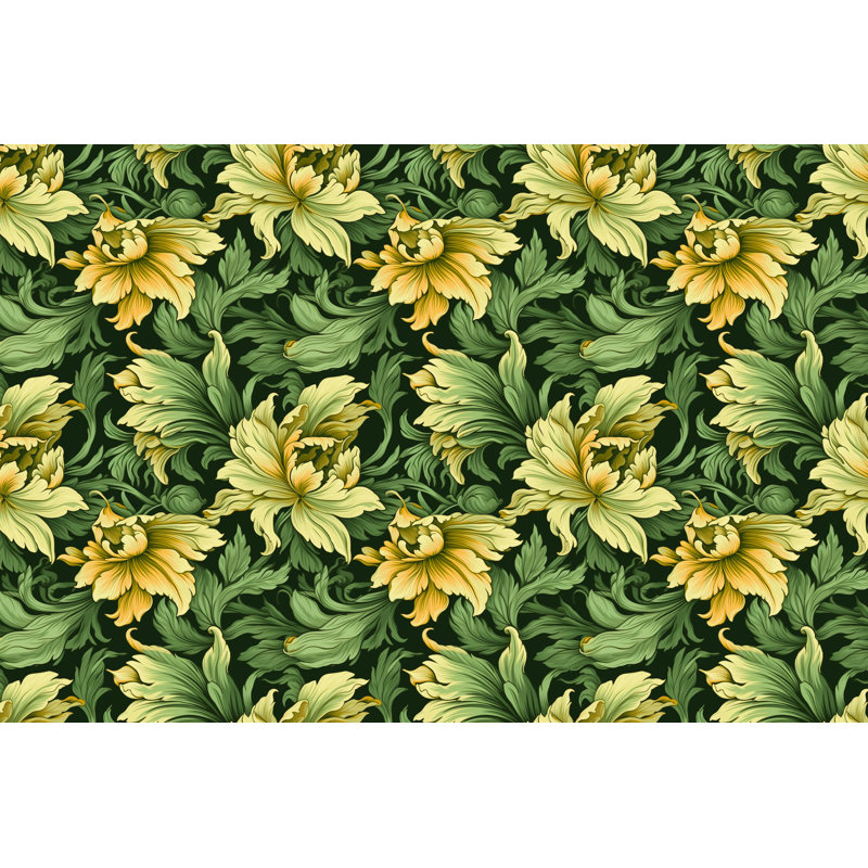 Machine Printed Comforter, Queen Comforter, Green/Yellow Floral