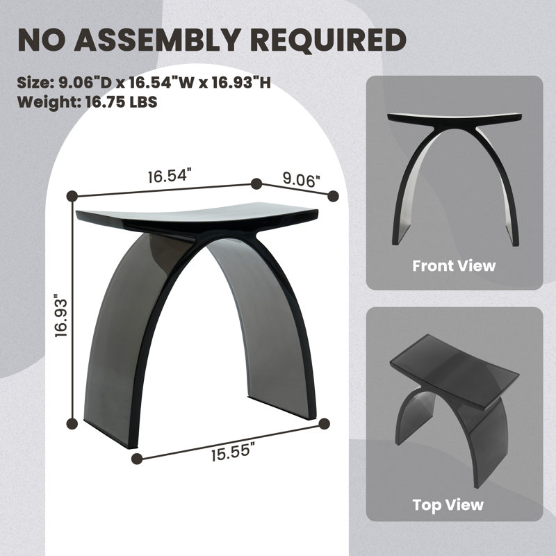 Tabouret de douche Casince, Noir transparent