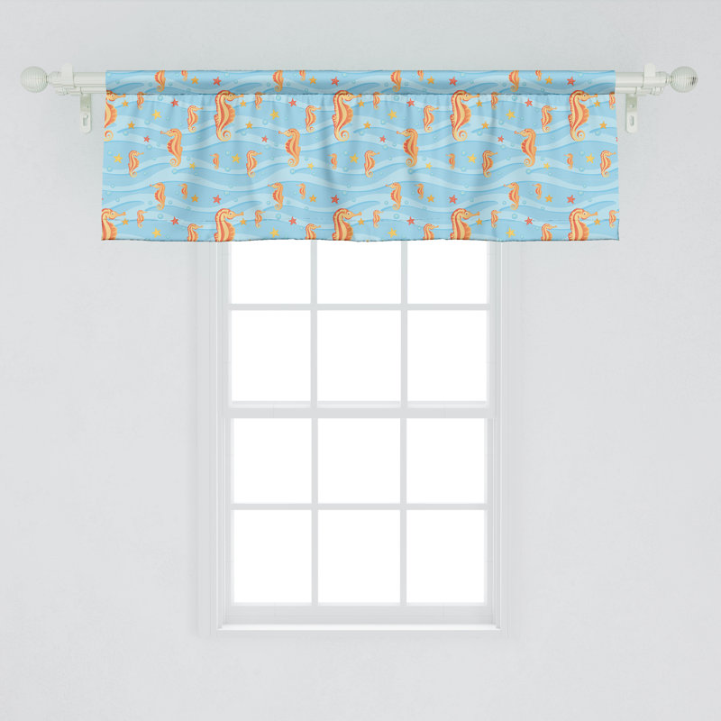 Ambesonne Ambesonne Ocean Valance Pack of 2 Waves Tropic Sea Ceature Orange Blue