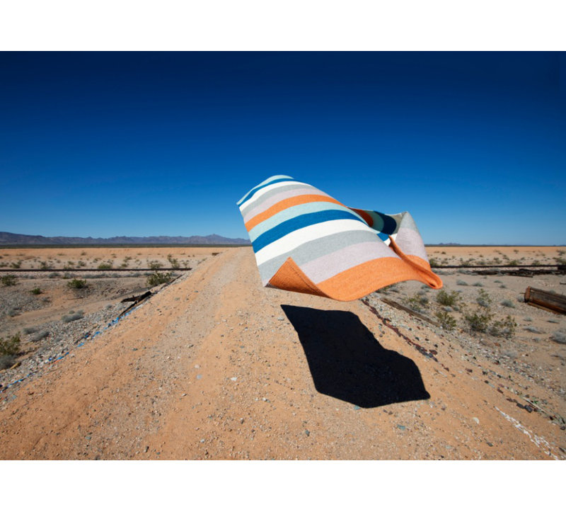 Molly Striped Area Rug in Orange/Blue/Gray
