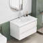 Meuble-lavabo de 31,5 po avec lavabo combiné, armoire avec 2 grands tiroirs, système de fermeture en douceur, 2 grands tiroirs, conception sans poignée, assemblage facile