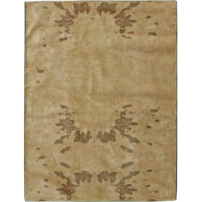 One-of-a-Kind Rectangle 4'5" X 5'10" New Age Wool Area Rug in Beige