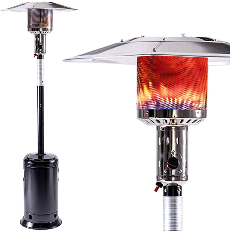 Chauffe-terrasse d'extérieur au propane avec roues portatives 47, Noir