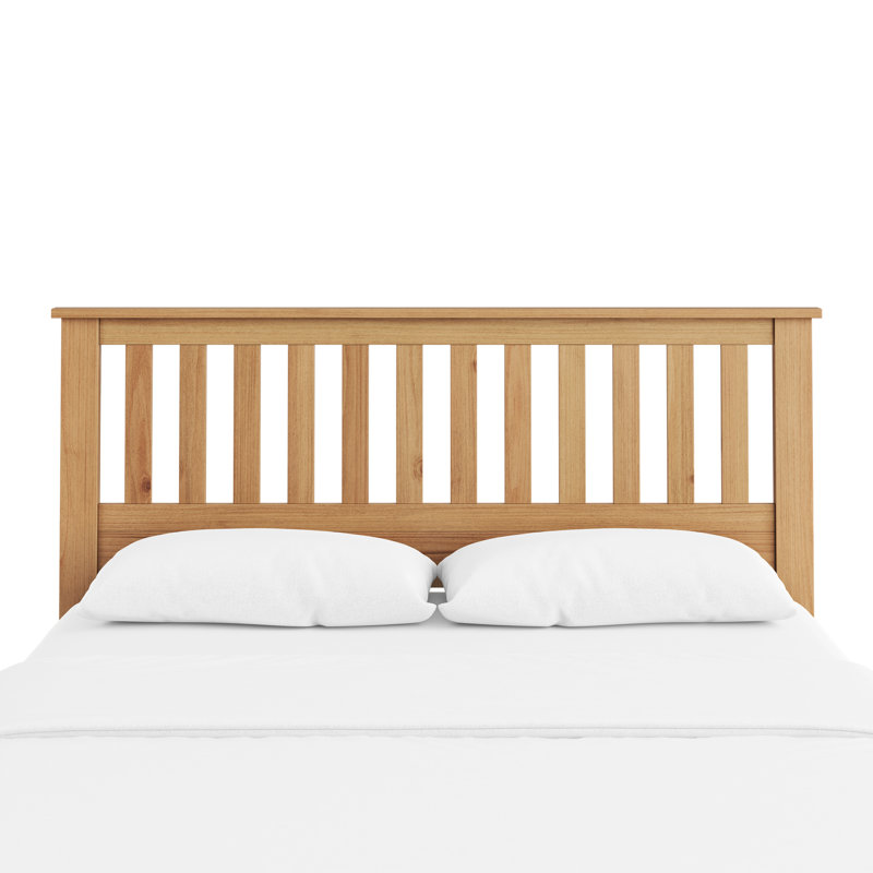 Tête de lit grand style Mission pour panneau, lattes verticales ouvertes, bois massif et bois d'ingénierie, séché au four pour éviter le gauchissement, s'adapte à la plupart des cadres de lit en métal, ton brun, conception décontractée, assemblage avec quincaillerie