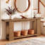 Console extra longue en bois massif, table d'entrée de ferme de 79 po avec rangement, table de canapé derrière le salon, couloir